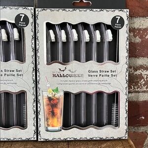 Ghost Halloween Glass Straw Set with Cleaning Brush